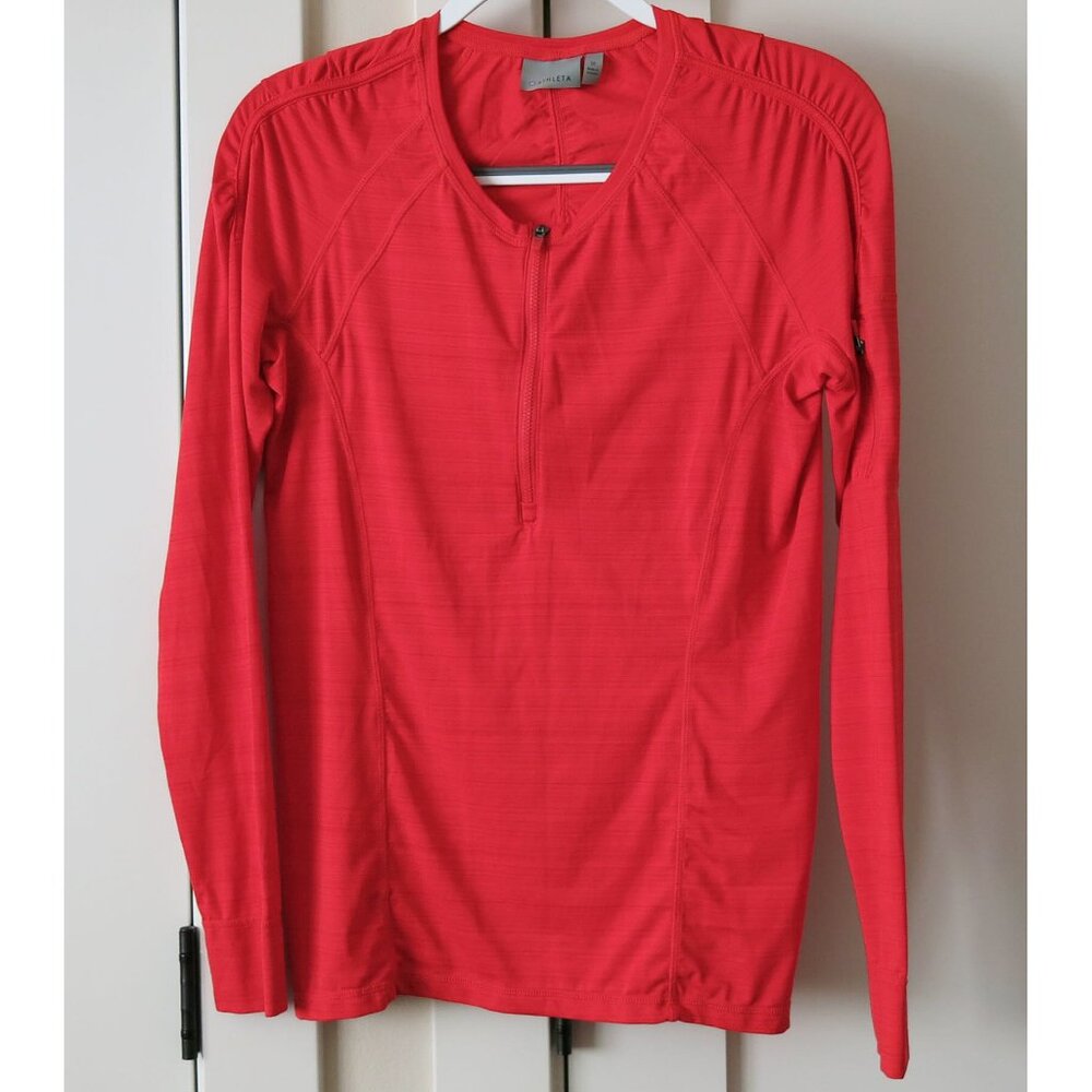 ATHLETA Pacifica UPF 50+ Saffron Red Long Sleeve Rash Guard Top - M #581610